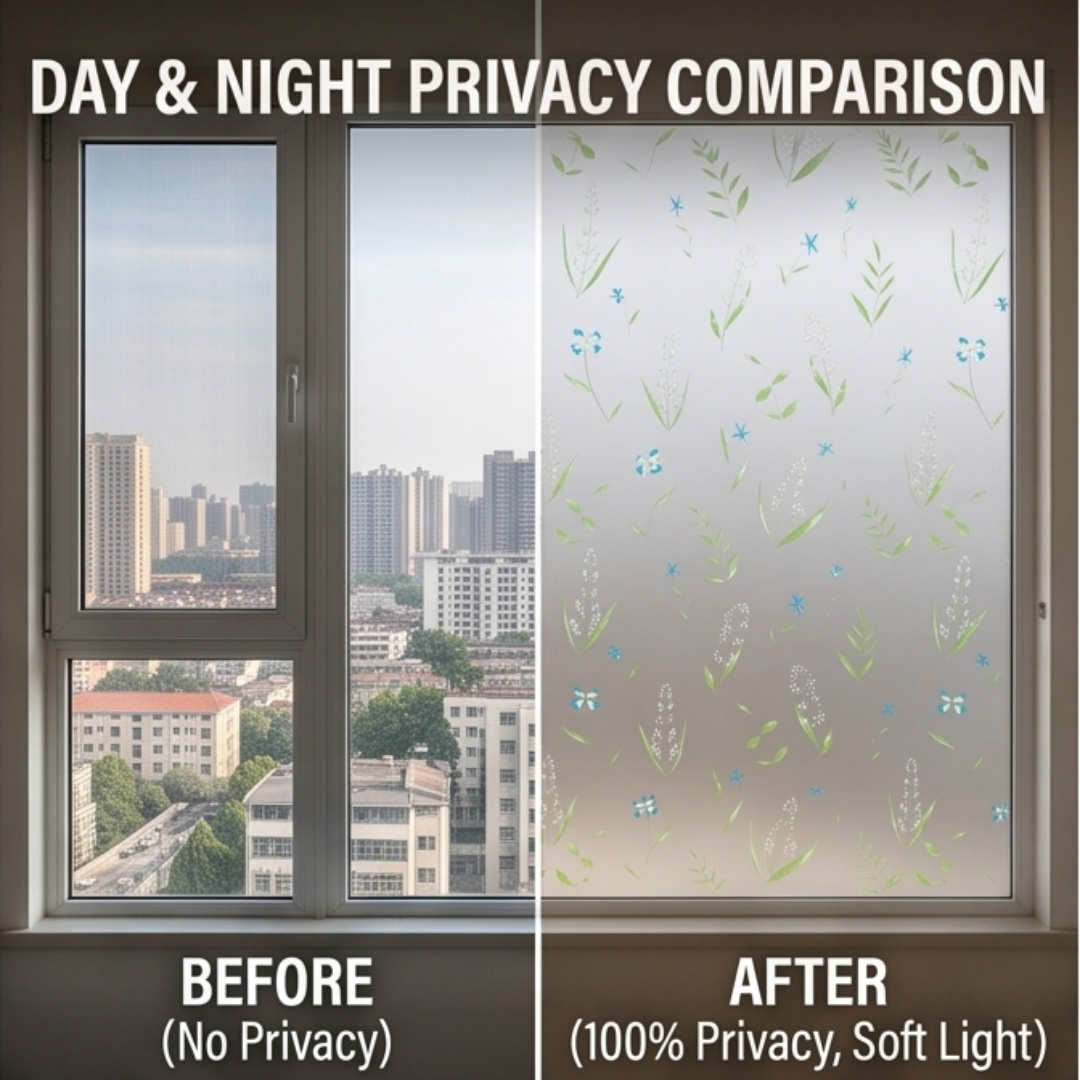 Self Adhesive Fresh Floral Lea - огляд і ціна Window Insulation Film
