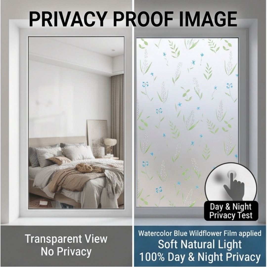Self‑Adhesive Blue Wildflower  - огляд і ціна Window Insulation Film