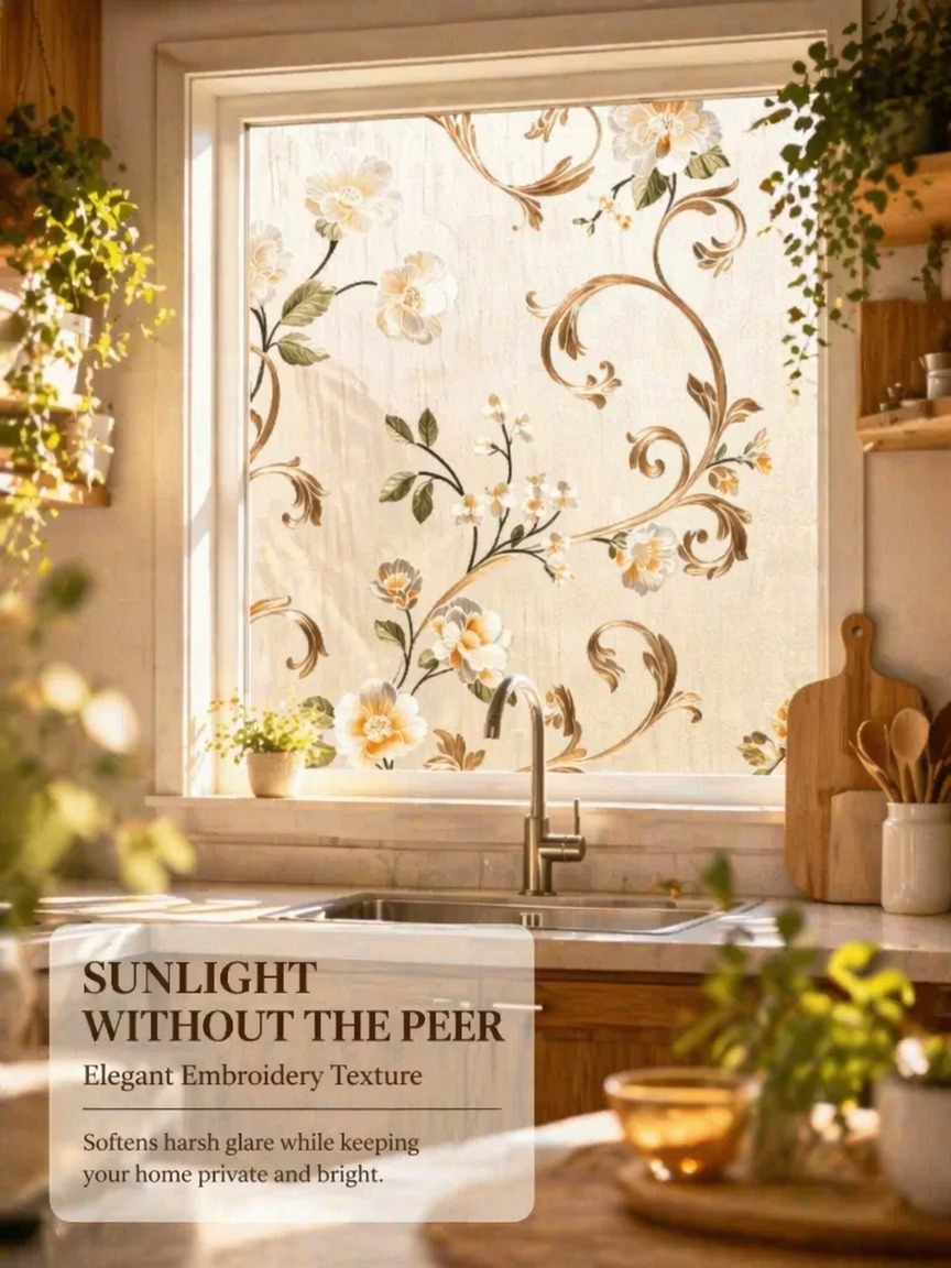 Embroidery Pattern Frosted Pri - огляд і ціна Window Insulation Film